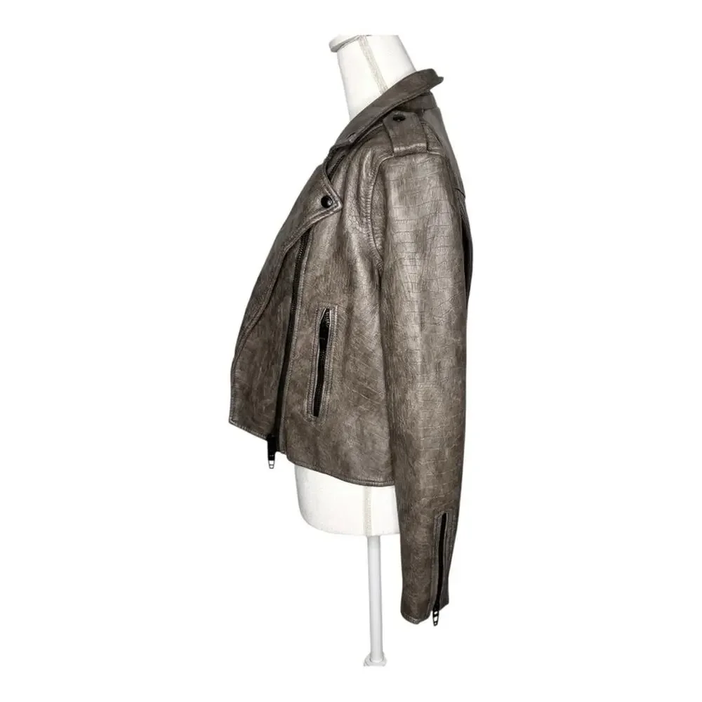 BlankNYC Croc Embossed Faux Leather Jacket Small